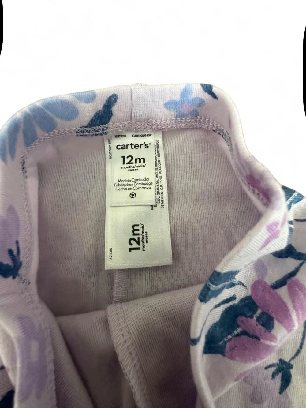 Carter's Lilac Leggings with Pink and Blue Floral Pattern